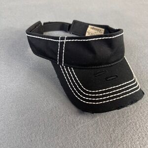 KBETHOS Vintage Distressed Sun Visor Black White Contrast Stitch Adjustable Hat